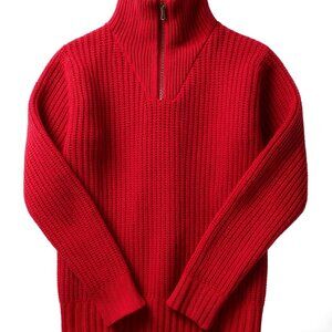 Cat & Jack Zipped Mock Turtleneck Ribbed Red Sweater Size M/8